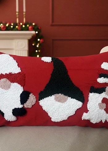 Nakışlı Çok Renkli Noel Baba Yastık Kılıfı - Görsel 3