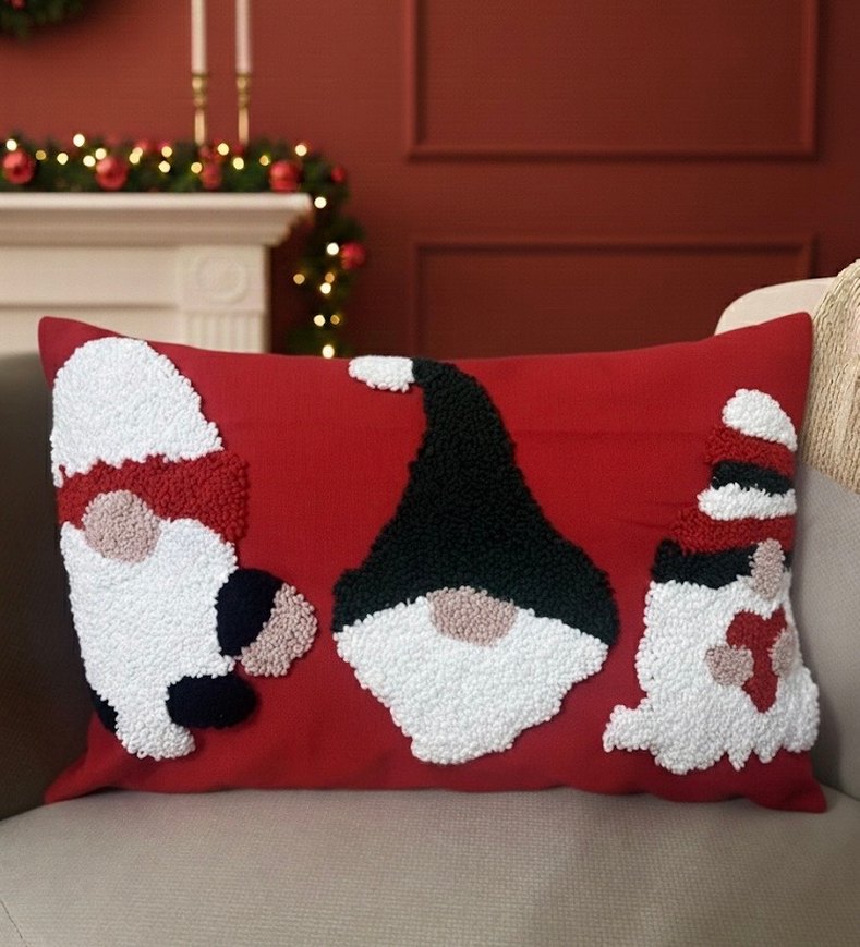 Nakışlı Çok Renkli Noel Baba Yastık Kılıfı - Görsel 3