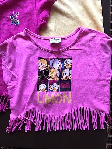 LC Waikiki 4adet kız çocuk tshirt püskül detaylı 6-7-8 yaş
