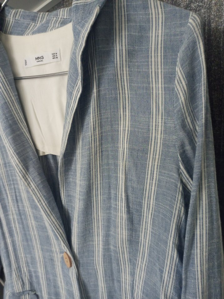Mavi Çizgili İnce Dokulu Blazer Ceket — görsel 3/7