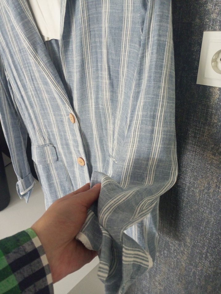 Mavi Çizgili İnce Dokulu Blazer Ceket — görsel 4/7