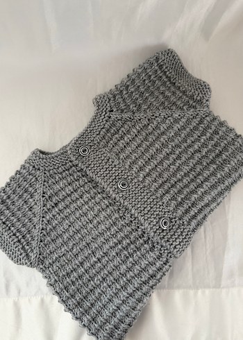 Erkek Çocuk Gri el örgüsü  Yelek - Görsel 3