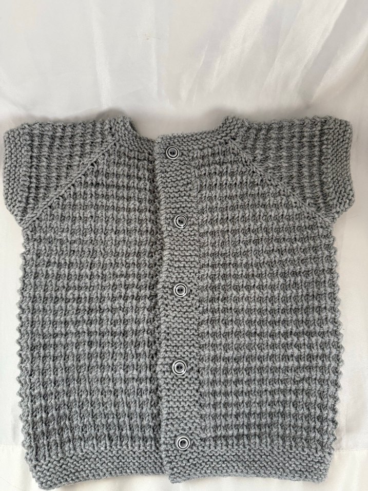 Erkek Çocuk Gri el örgüsü  Yelek - Görsel 2