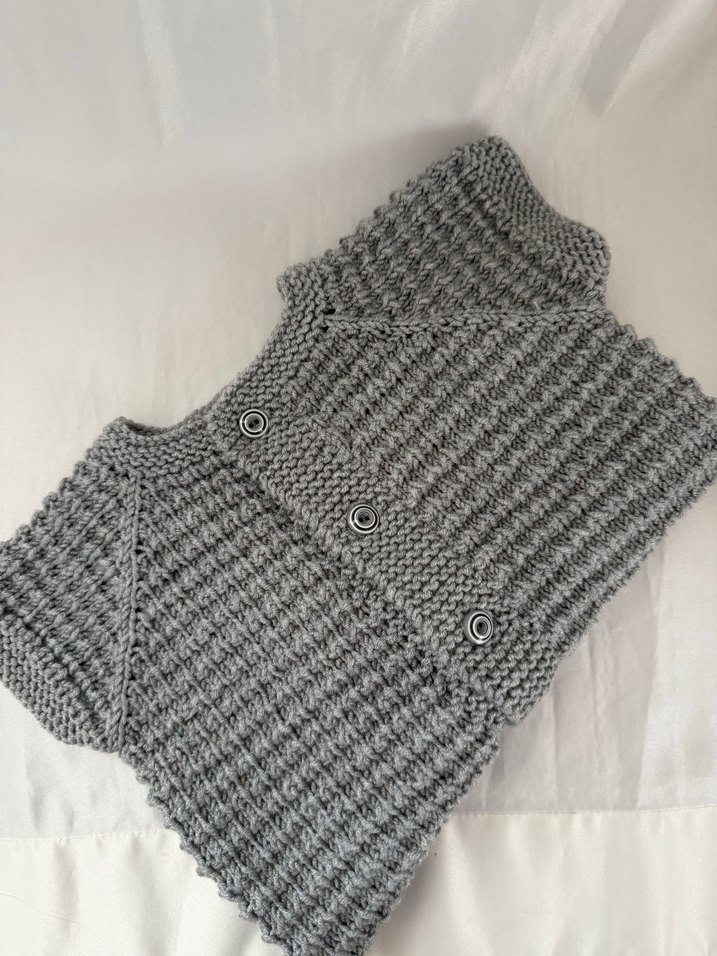 Erkek Çocuk Gri el örgüsü  Yelek - Görsel 3