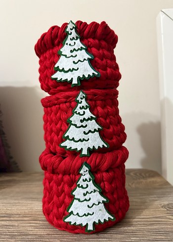 Kırmızı Örgü Sepet   1 adet - Görsel 4