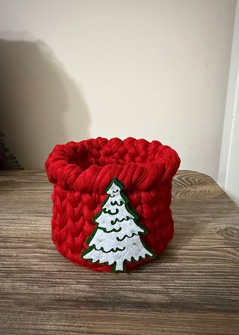 Kırmızı Örgü Sepet   1 adet - Görsel 2