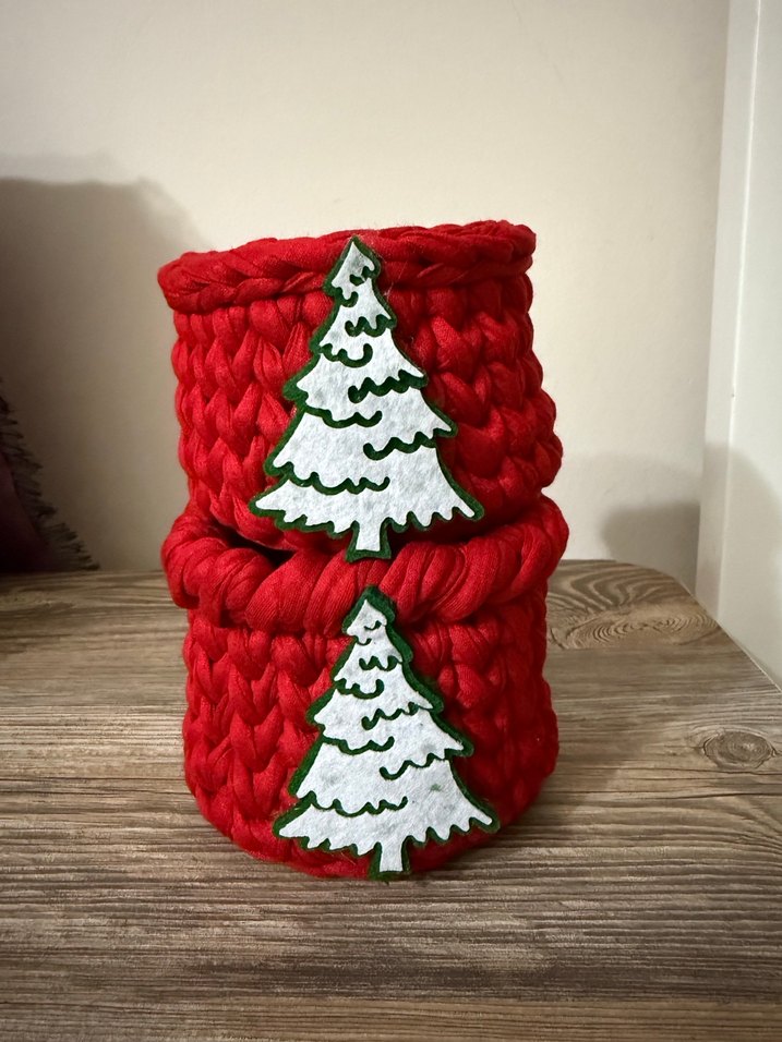 Kırmızı Örgü Sepet   1 adet - Görsel 3