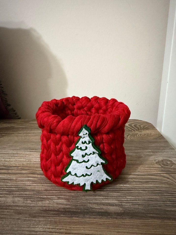 Kırmızı Örgü Sepet   1 adet - Görsel 2