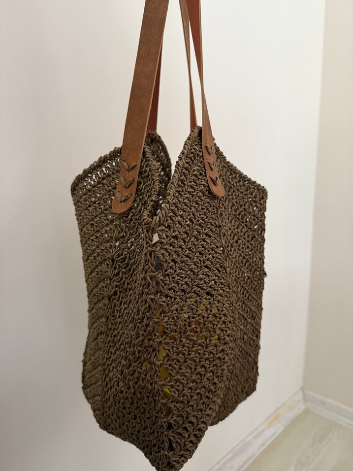 Bohem Örgü Kadın Çanta Kahverengi - Görsel 2