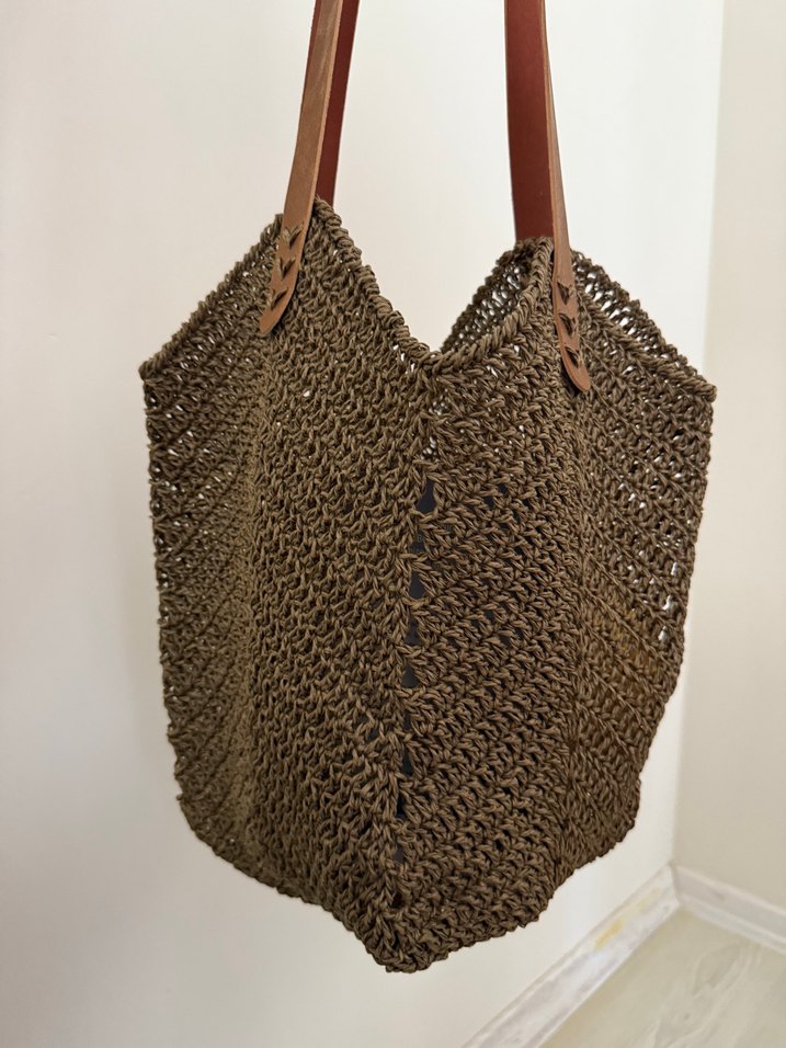 Bohem Örgü Kadın Çanta Kahverengi - Görsel 3