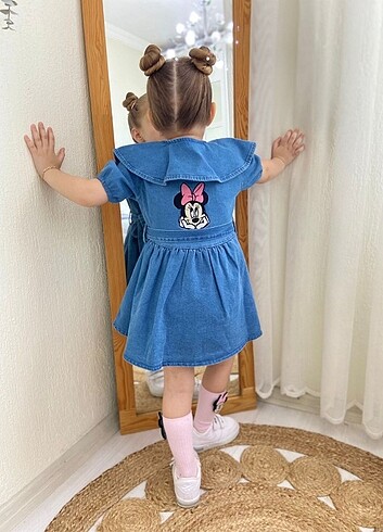 9-12 Ay Beden mavi Renk Minki Mouse Kot Elbise