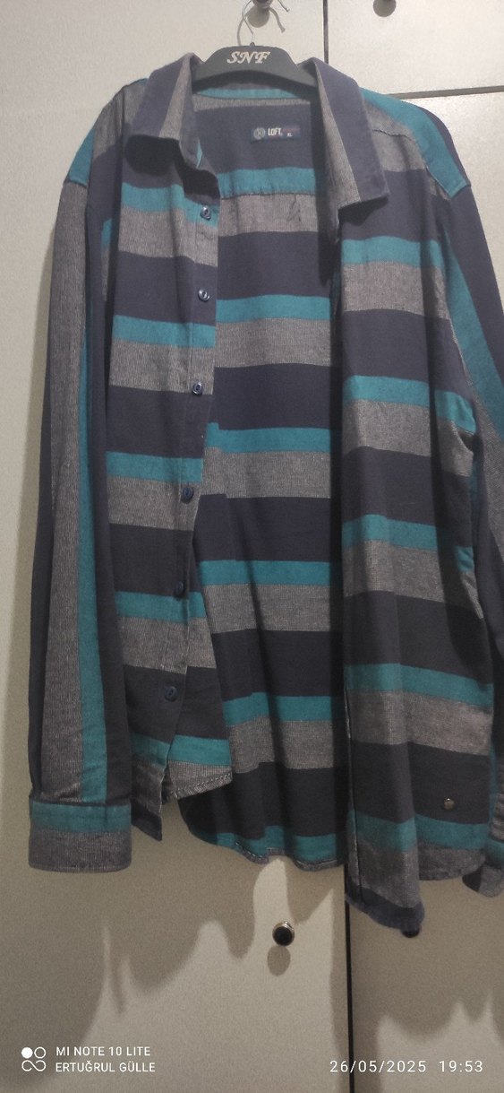 Loft Erkek Gri Çizgili Sokak Stili Gömlek - Görsel 2