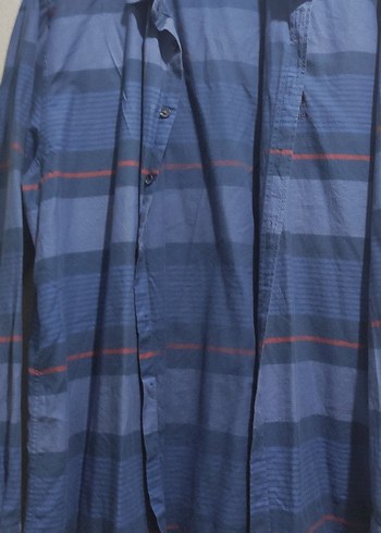 Mavi Pilili Uzun Kollu Oversize Gömlek - Görsel 2