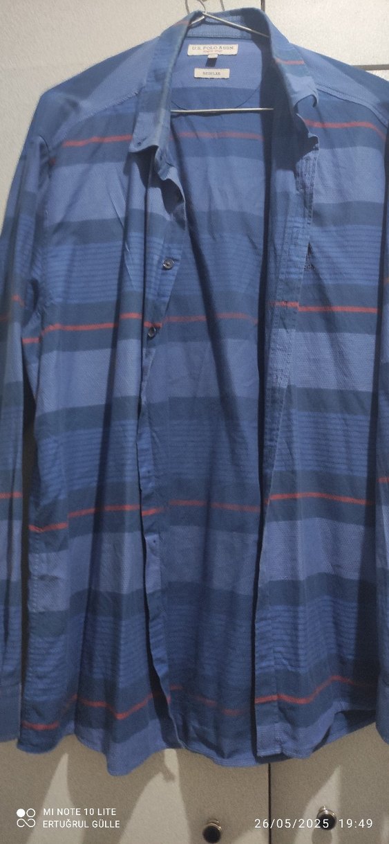 Mavi Pilili Uzun Kollu Oversize Gömlek - Görsel 2