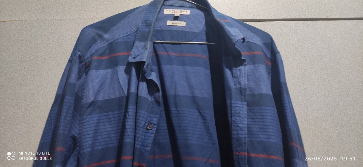 Mavi Pilili Uzun Kollu Oversize Gömlek - Görsel 3