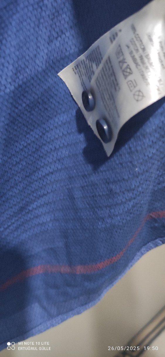 Mavi Pilili Uzun Kollu Oversize Gömlek - Görsel 5