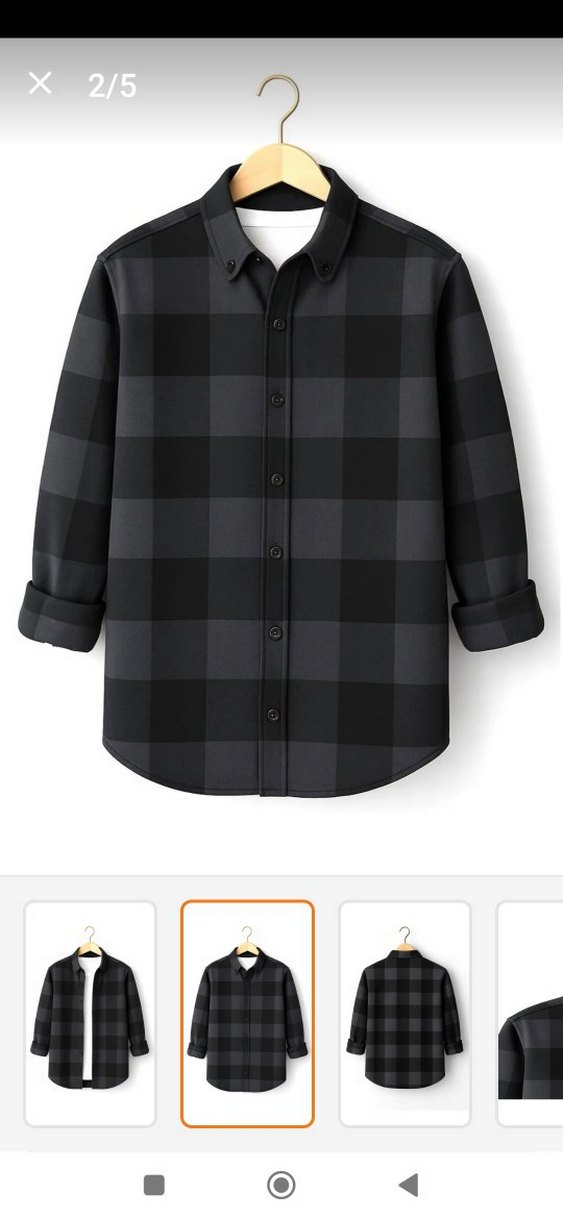 Gri Kareli Uzun Kollu Erkek Gömlek - Görsel 3