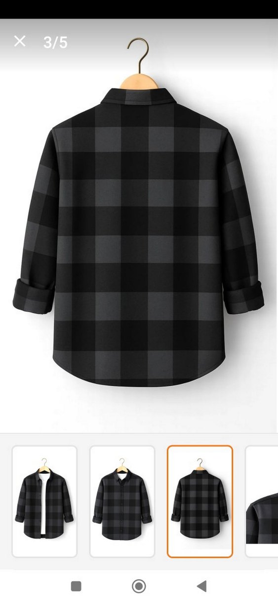 Gri Kareli Uzun Kollu Erkek Gömlek - Görsel 4