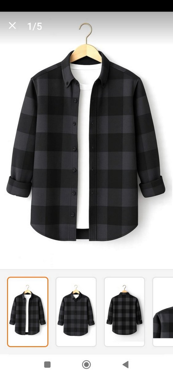 Gri Kareli Uzun Kollu Erkek Gömlek - Görsel 2