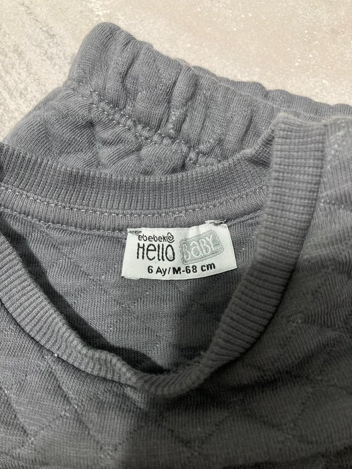 Gri Bebek Triko Tulum Takımı - Görsel 3