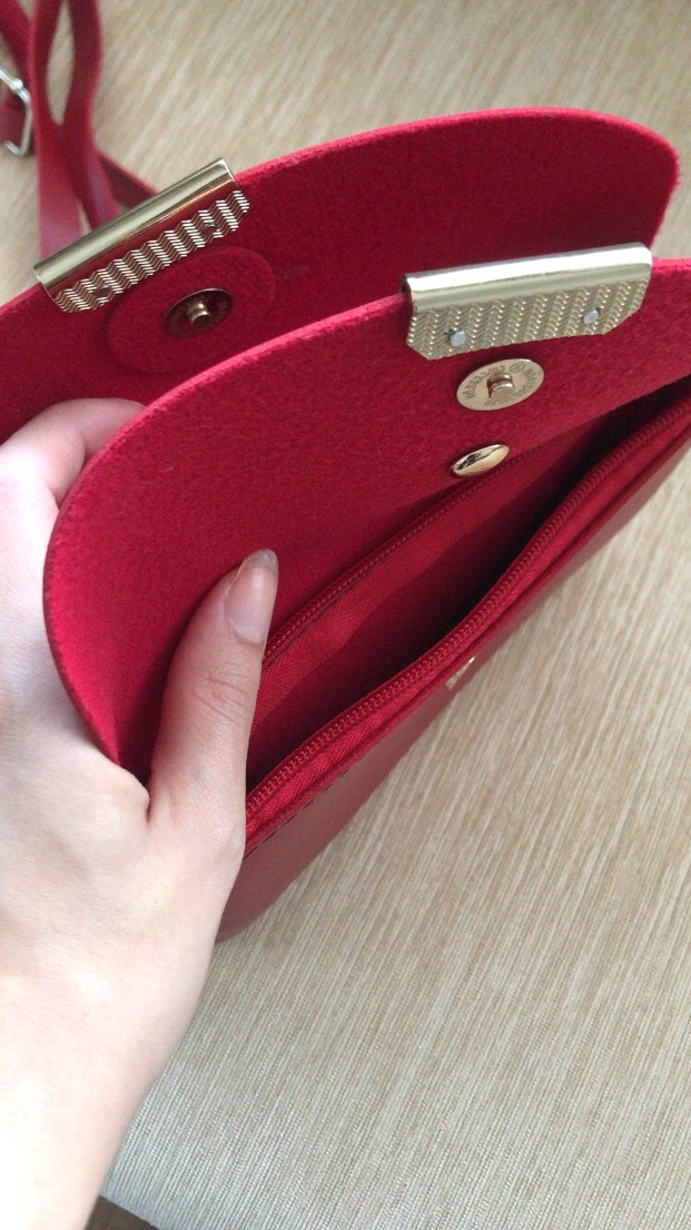 Kilitli Kırmızı Deri Kadın Çanta - Görsel 5