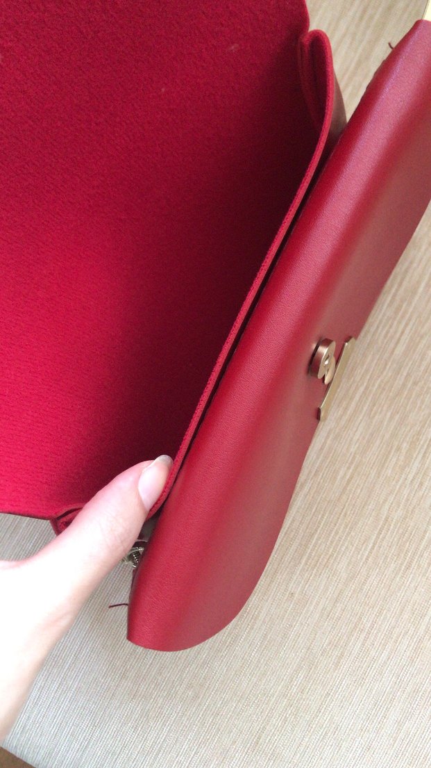 Kilitli Kırmızı Deri Kadın Çanta - Görsel 4