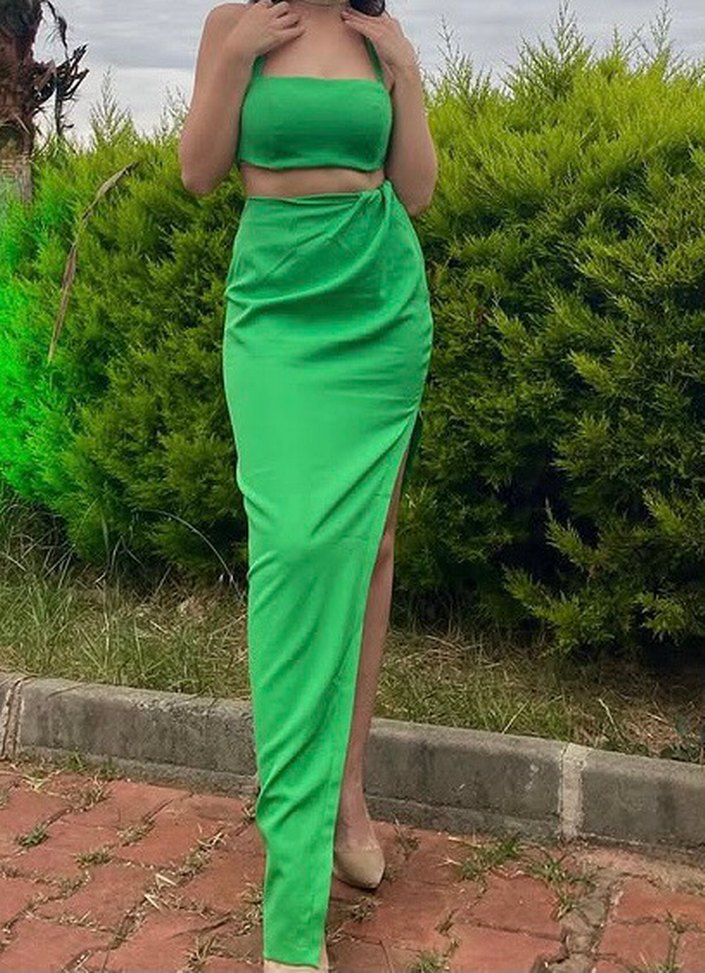 Yeşil etek-crop takım - Görsel 2