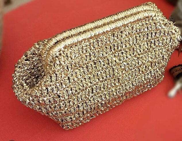 Simli örgü clutch çanta