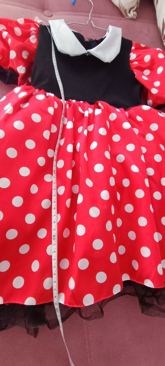 Puantiyeli Kırmızı Kız Çocuk Elbise - Görsel 4