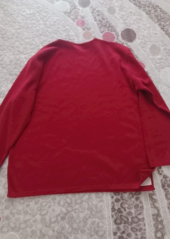 Bordo Baskılı Kadın Triko Sweater Kazak - Görsel 4