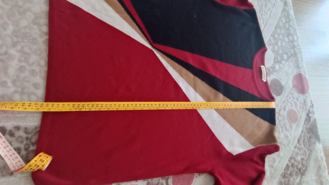 Bordo Baskılı Kadın Triko Sweater Kazak - Görsel 2