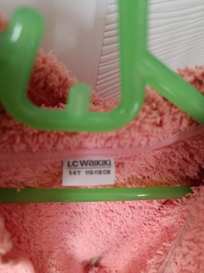 Kız Çocuk Pembe Kapüşonlu Peluş Ceket - Görsel 5