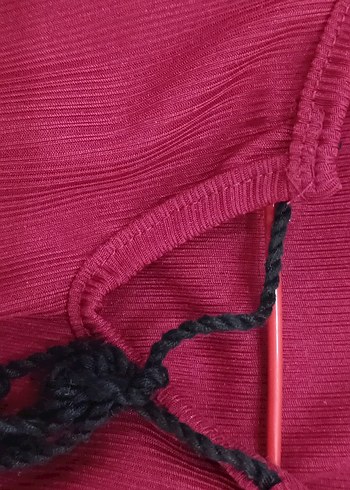 Bordo Kadın Uzun Kollu Fırfırlı Tunik - Görsel 6