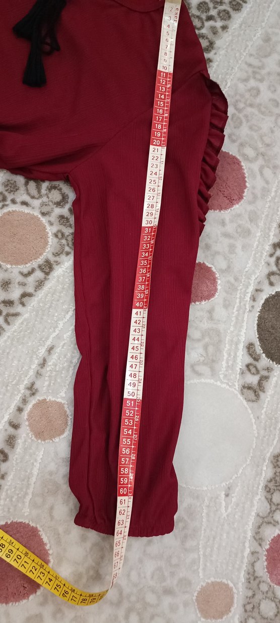 Bordo Kadın Uzun Kollu Fırfırlı Tunik - Görsel 4