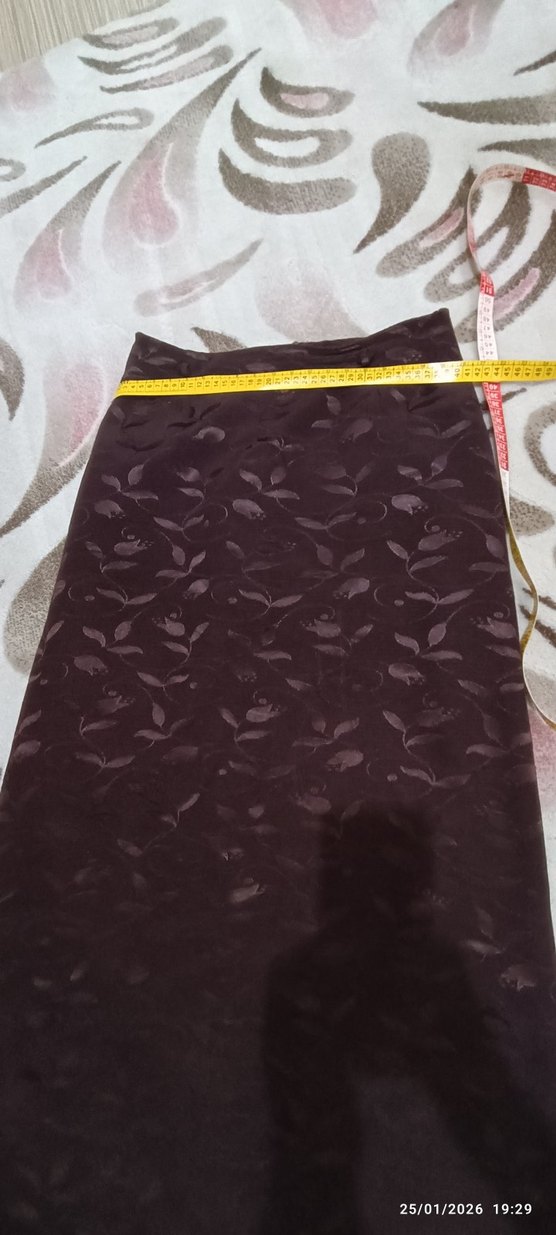 Bordo Drapeli Kadın Uzun Etek - Görsel 2