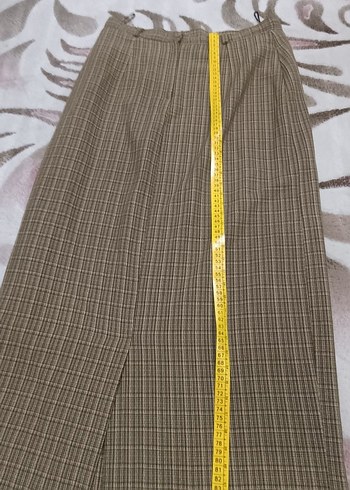 Kadın Bej Pileli ve yırtmaçlı Uzun Etek - Görsel 4