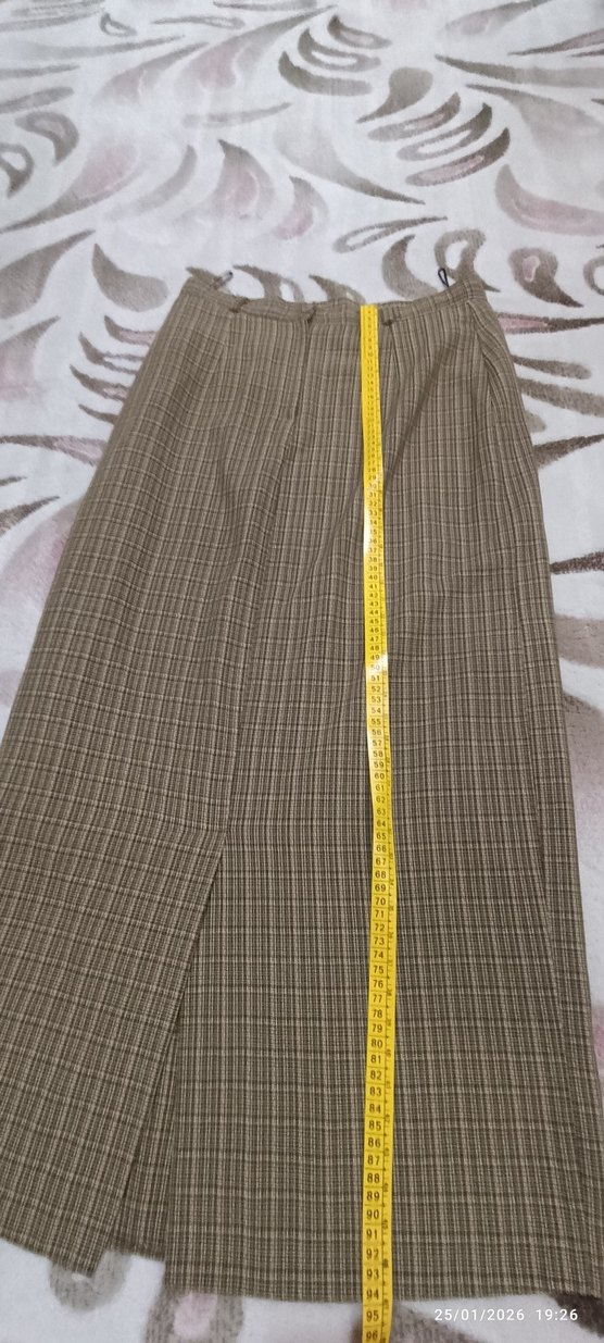 Kadın Bej Pileli ve yırtmaçlı Uzun Etek - Görsel 4