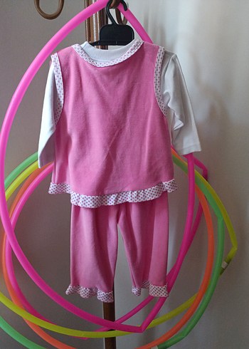 Dantel ve Nakış Detaylı Pembe Kız Bebek Takımı - Görsel 7