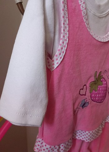 Dantel ve Nakış Detaylı Pembe Kız Bebek Takımı - Görsel 6