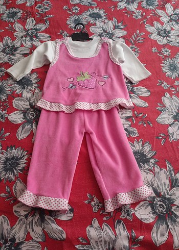 Dantel ve Nakış Detaylı Pembe Kız Bebek Takımı - Görsel 8