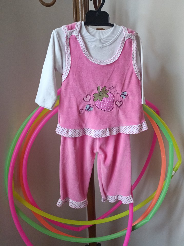 Dantel ve Nakış Detaylı Pembe Kız Bebek Takımı - Görsel 3