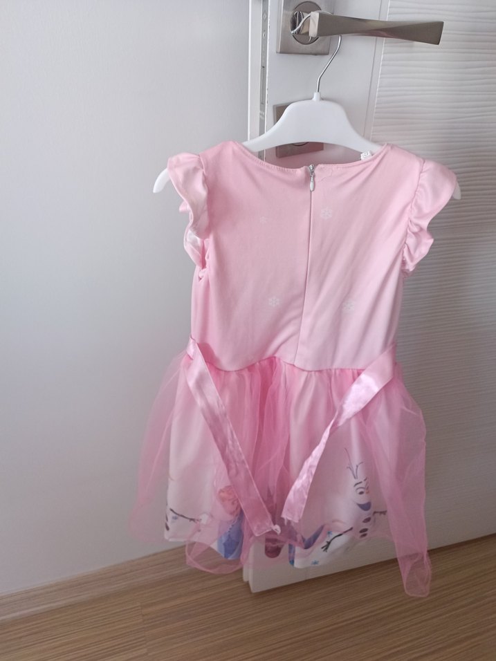 Pembe Kız Çocuk Elbisesi Fırfırlı elsalı - Görsel 3