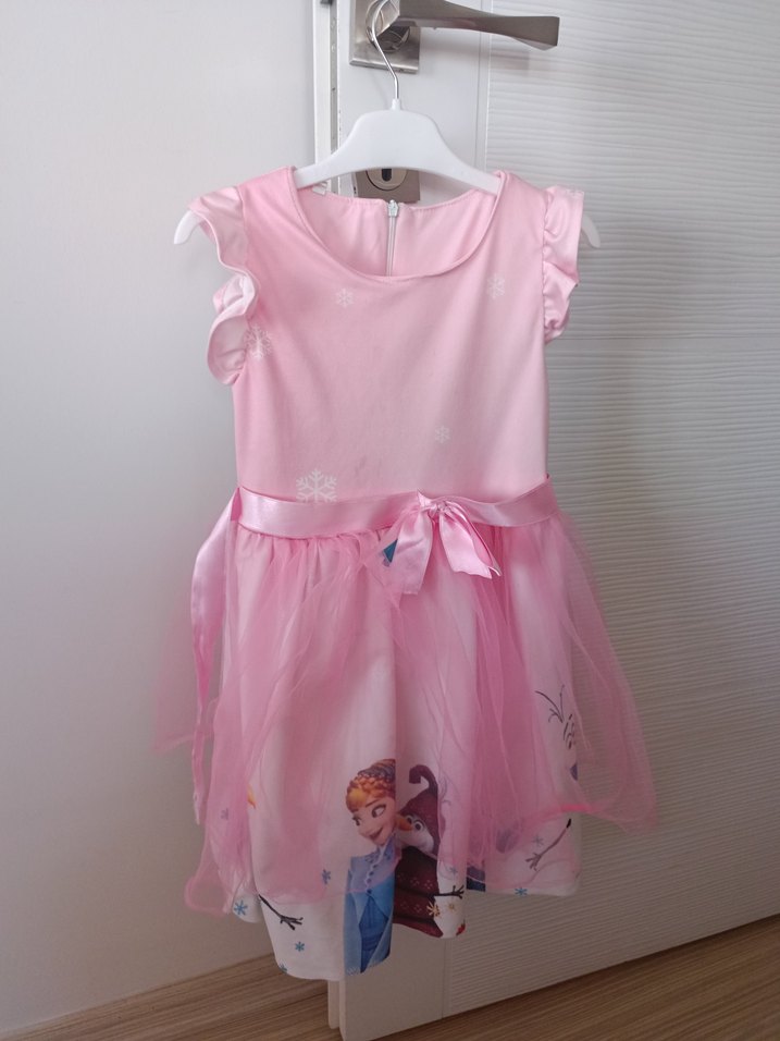 Pembe Kız Çocuk Elbisesi Fırfırlı elsalı - Görsel 5