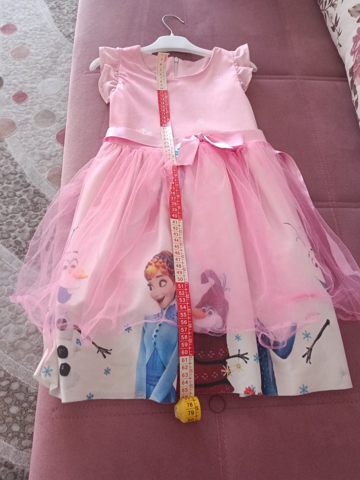 Pembe Kız Çocuk Elbisesi Fırfırlı elsalı - Görsel 2