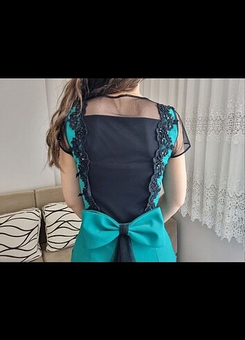 34 Beden yeşil Renk Temzi abiye 