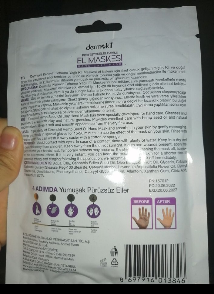 Dermokil Kil & Kenevir Tohumu Yağı El Maskesi 35 ml - Görsel 2
