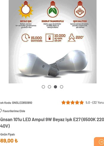 Günsan LED Ampul 8 ADET FİYATIDIR - Görsel 9