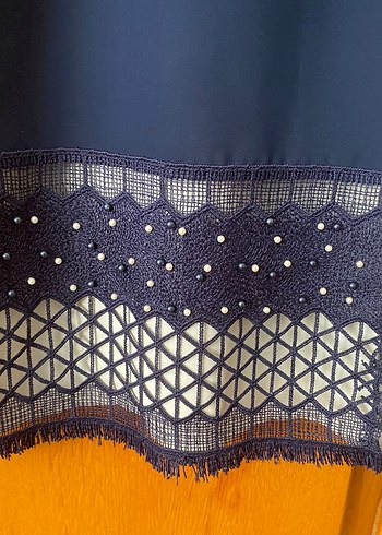 Nakışlı Lacivert Elbise Abiye - Görsel 6