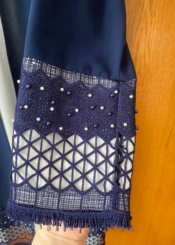 Nakışlı Lacivert Elbise Abiye - Görsel 2