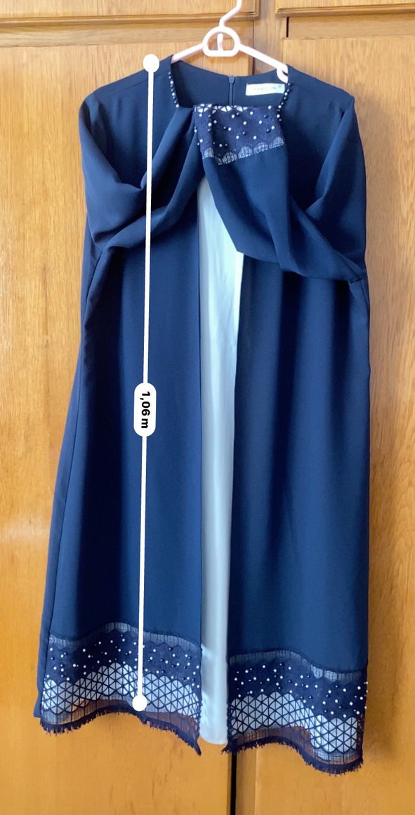 Nakışlı Lacivert Elbise Abiye - Görsel 5